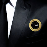 Gold & Black Custom Logo Text Business Corporate  Button<br><div class="desc">Promote your business with this elegant button,  featuring gold gradient background,  custom logo & text. Easily add your details by clicking on the "personalize" option.</div>
