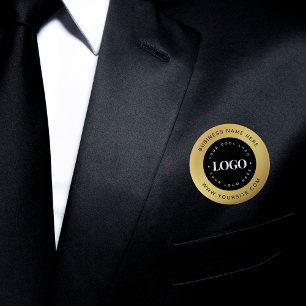 Gold & Black Custom Logo Text Business Corporate  Button