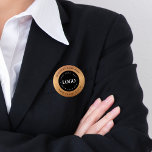 Gold & Black Custom Logo Text Business Corporate  Button<br><div class="desc">Promote your business with this elegant button,  featuring gold gradient background,  custom logo & text. Easily add your details by clicking on the "personalize" option.</div>