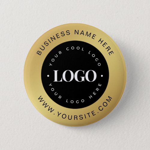 Gold  Black Custom Logo Text Business Corporate  Button