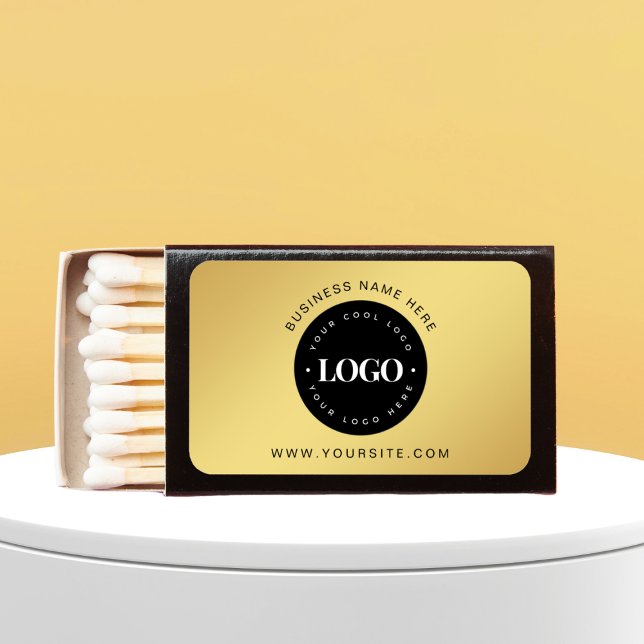 Gold & Black Custom Logo Text Business Corporate Matchboxes (Creator Uploaded)
