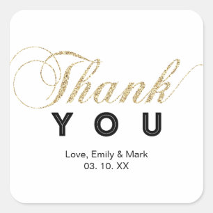 Gold & Black Custom Party Thank You Sticker