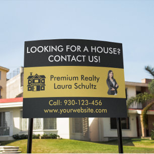 Gold Black Custom Real Estate Logo Photo Sign
