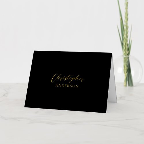 Gold  Black Custom Text  Your Name Stationery Foil Greeting Card