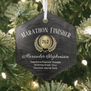 Gold Black Customizable Recognition Award Glass Ornament