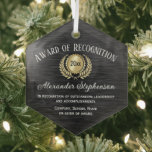 Gold Black Customizable Recognition Award Glass Ornament
