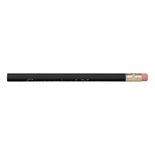 Gold Black  Customize Me Personal Name  Elegant Pencil (Rotated 270)