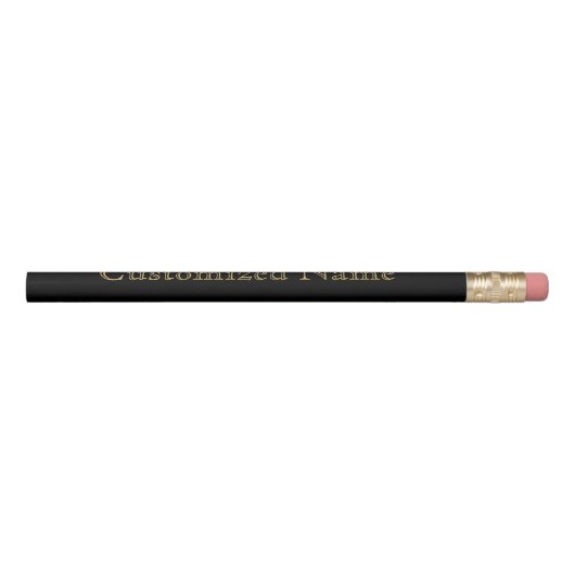 Gold Black  Customize Me Personal Name  Elegant Pencil (Rotated 90)