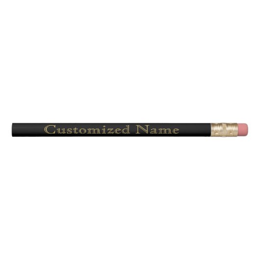 Gold Black  Customize Me Personal Name  Elegant Pencil (Front)
