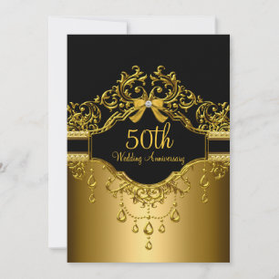 Gold & Black Damask 50th Anniversary Invite