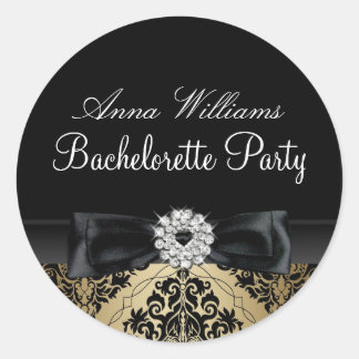 Gold & Black Damask Bachelorette Party Sticker
