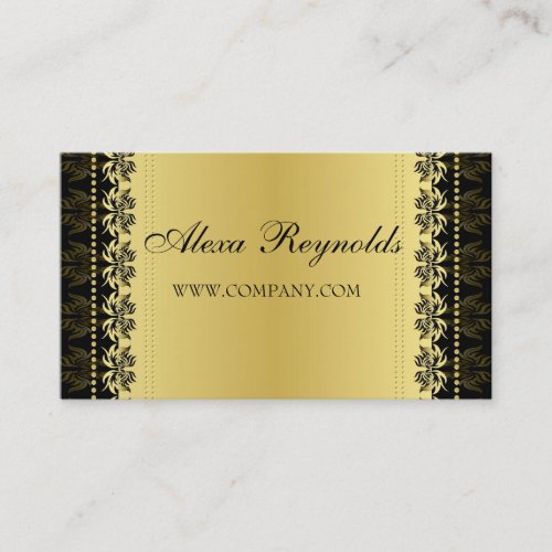 Gold Black Damask Business Card