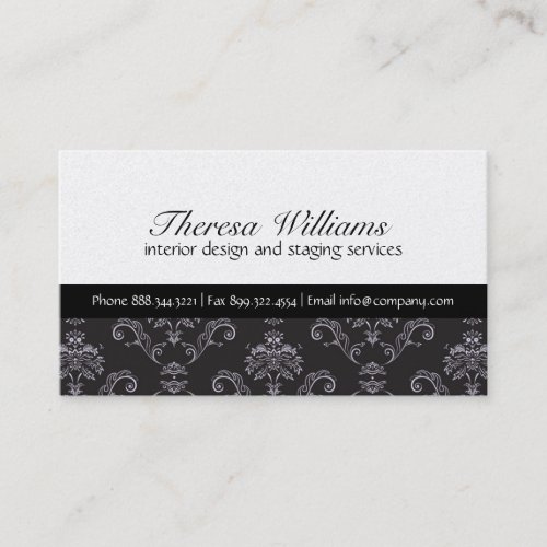 Gold &amp; Black Damask Business Card