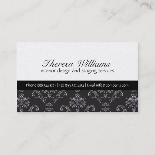 Customizable Gold & Black Damask Business Card