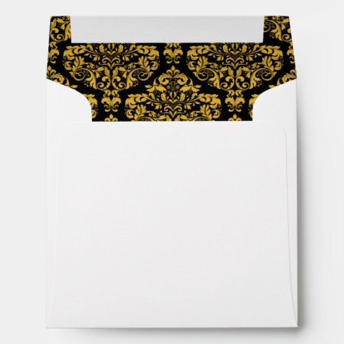 Gold Black Damask Lined Wedding Envelopes