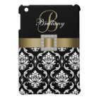 GOLD, BLACK DAMASK MONOGRAM