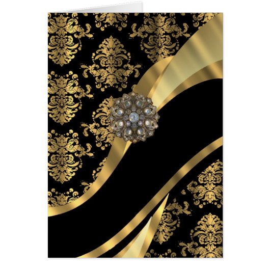 Gold & black damask pattern cards (Front)
