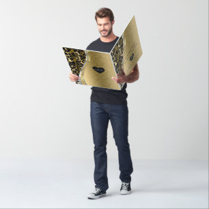 Gold & Black Damask Wedding Anniversary Card