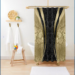 Gold &amp; Black Damasks Geometric Modern Design Shower Curtain at Zazzle