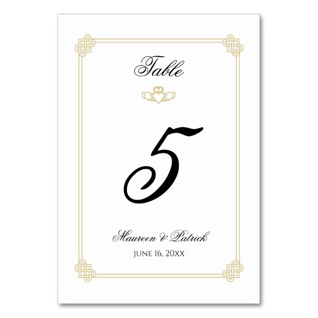 Gold & Black Destination Ireland Table Number (Front)