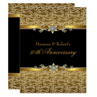 Gold Black Diamond 50th Anniversary Invitation