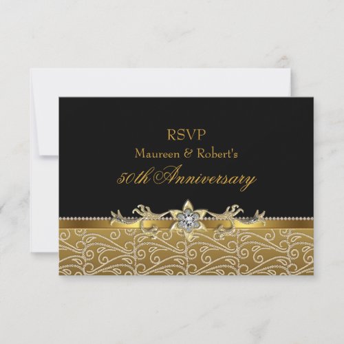 Gold  Black Diamond 50th Anniversary RSVP