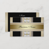 Gold Black Diamonds Black Business Card (Front/Back)