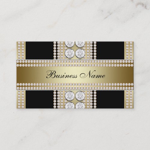 Gold Black Diamonds Black Business Card