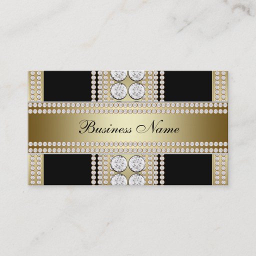 Customizable Gold Black Diamonds Black Business Card