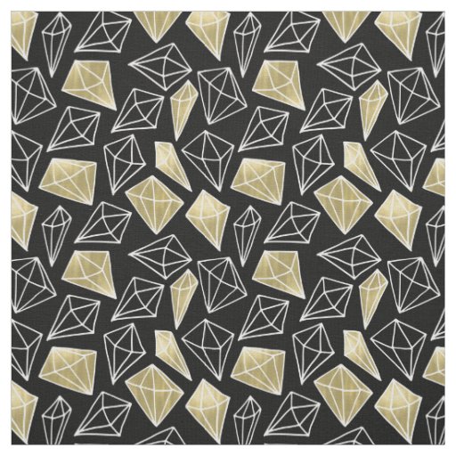 Gold Black Diamonds Fabric