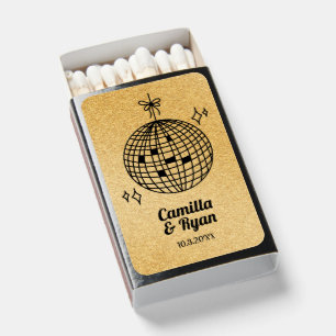Gold & Black Disco Wedding Favor Personalized Matchboxes