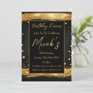 Gold Black Dots Brush Luxury Modern Premium Luxe  Invitation