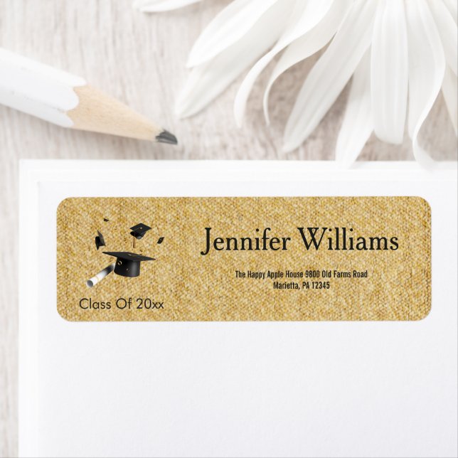  Gold Black Double Graduation Return Address Label (Insitu)