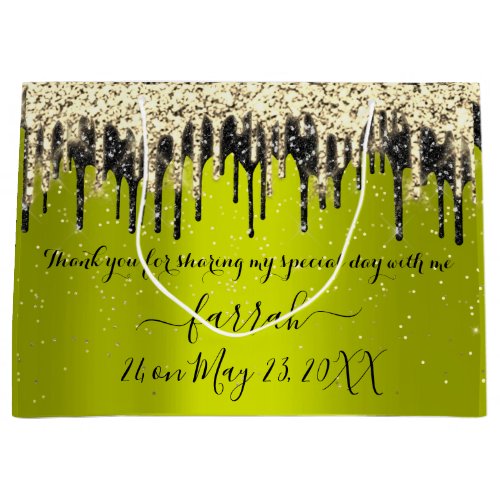  Gold Black Drips Favor Lavender Green Gift Bag