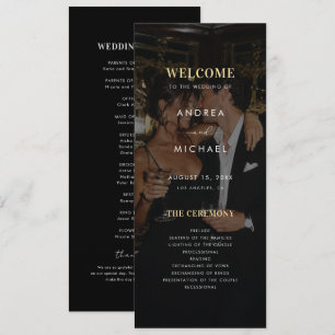 Gold & Black Editorial Photo Wedding Program