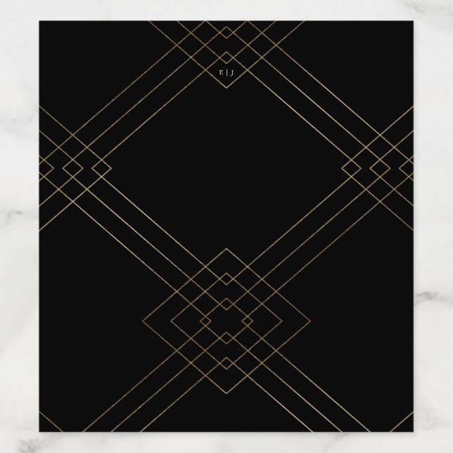 Gold Black Elegance Diamond Geo Deco Wedding Envelope Liner (Design)
