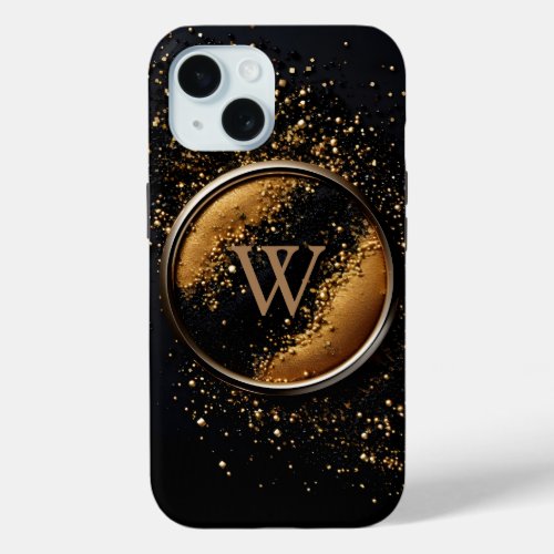 Gold  Black Elegance Shimmering iPhone 15 Case