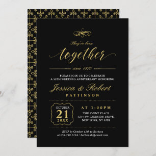 Gold & Black Elegant 50th Wedding Anniversary Invitation