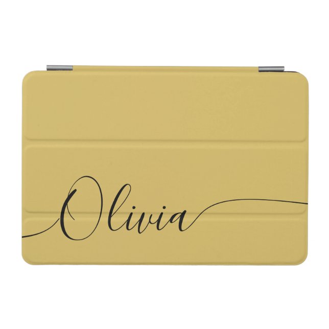 Gold Black Elegant Calligraphy Script Name iPad Mini Cover (Horizontal)