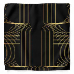 Gold, black, elegant, cool, unique trendy line art bandana