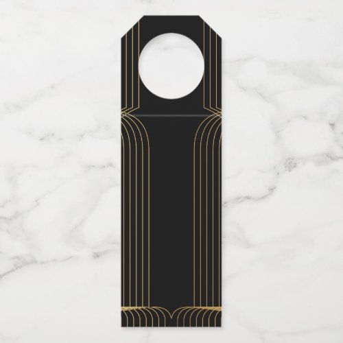 Gold black elegant cool unique trendy line art bottle hanger tag