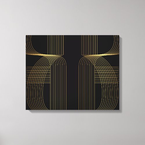 Gold black elegant cool unique trendy line art canvas print