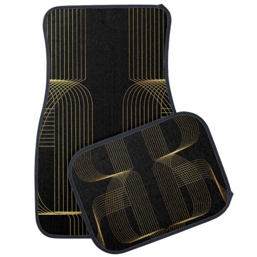 Gold black elegant cool unique trendy line art car floor mat