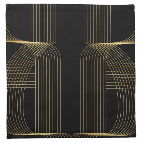 Gold black elegant cool unique trendy line art cloth napkin