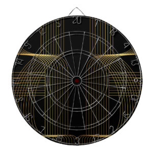 Gold, black, elegant, cool, unique trendy line art dart board