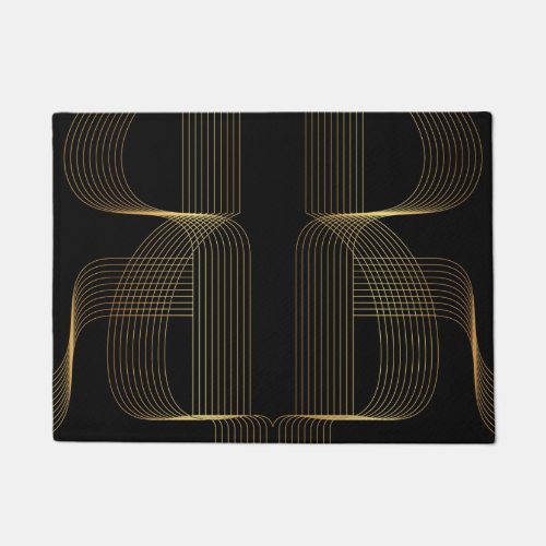 Gold black elegant cool unique trendy line art doormat