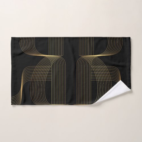 Gold black elegant cool unique trendy line art hand towel 