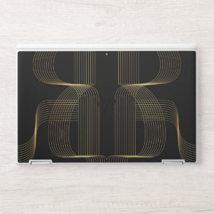 Gold, black, elegant, cool, unique trendy line art HP laptop skin