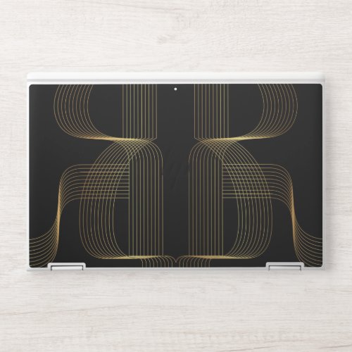 Gold black elegant cool unique trendy line art HP laptop skin