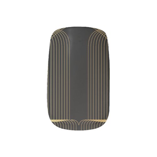 Gold black elegant cool unique trendy line art minx nail art